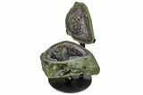 Dark Purple Amethyst Jewelry Box Geode With Metal Stand #171862-1